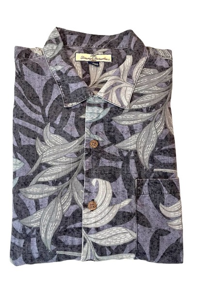 Tommy Bahama Other - Tommy Bahama 100% Silk Floral Short Sleeve Shirt Vacation Hawaiian Blue Leaf